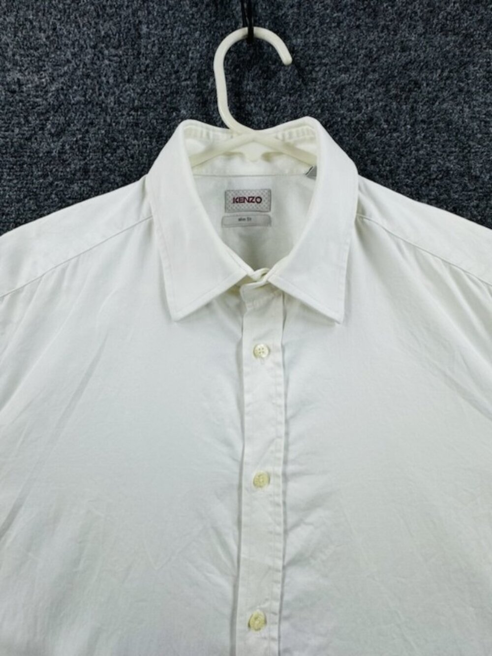 Kenzo French Cuff 16.5 Slim White Button Up Long Sleeve Shirt Men Adult